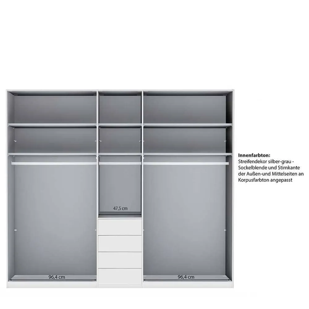 Wohnen Kleiderschränke<5-türiger Kombi-Kleiderschrank 247 cm breit - Madita