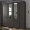 Wohnen Kleiderschränke|Schränke<4-türiger Kombi-Schlafzimmerschrank in Dunkelgrau - Mataram