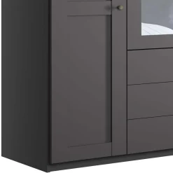 Wohnen Kleiderschränke|Schränke<4-türiger Kombi-Schlafzimmerschrank in Dunkelgrau - Mataram
