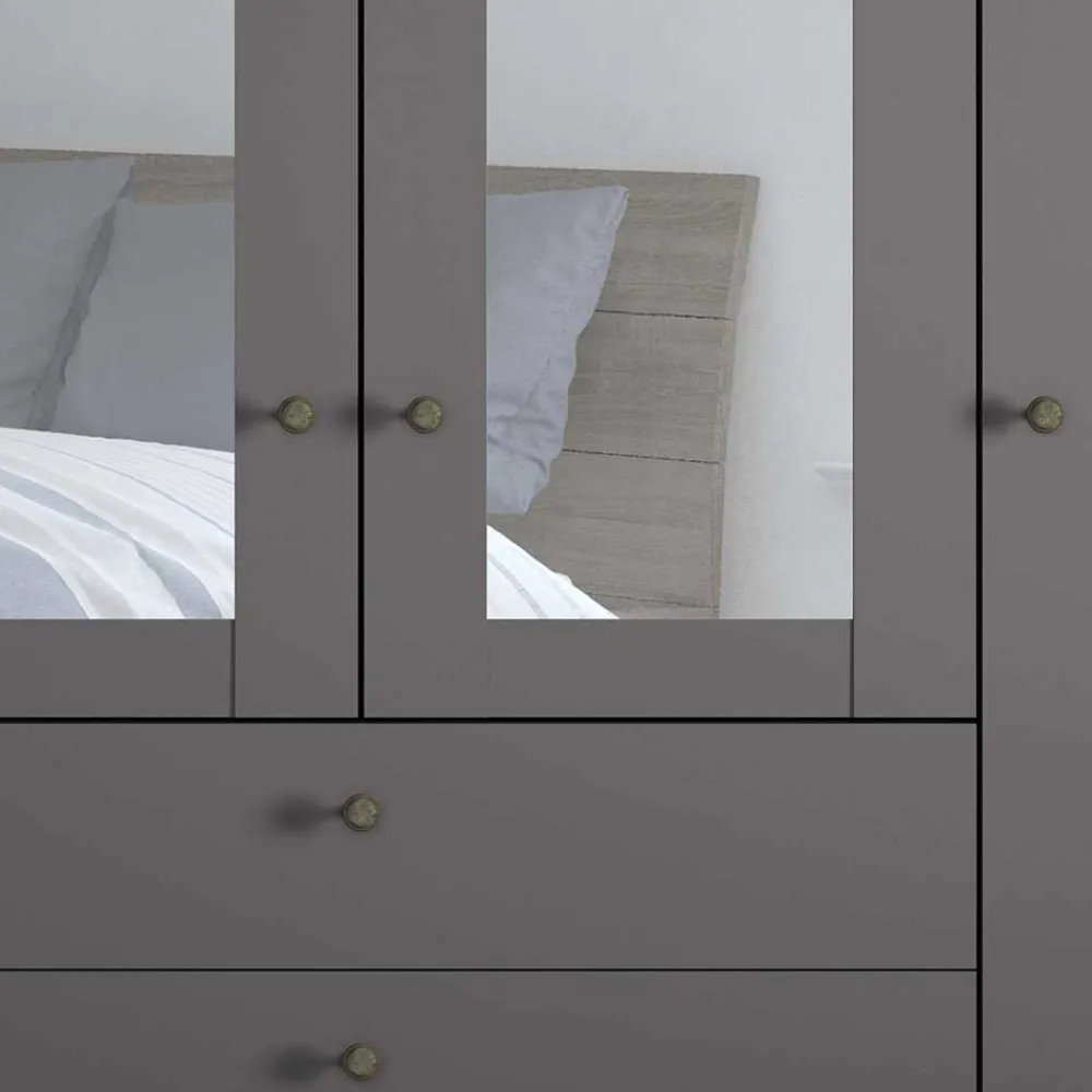 Wohnen Kleiderschränke|Schränke<4-türiger Kombi-Schlafzimmerschrank in Dunkelgrau - Mataram