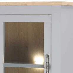 Wohnen Vitrinen<2-türiger Landhaus Vitrinenschrank in Lichtgrau - Buleta