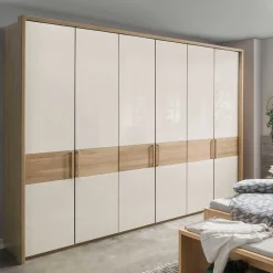 Wohnen Kleiderschränke|Schränke<6-türiger Schlafraum Kleiderschrank in Glas Beige - Emdsiva I