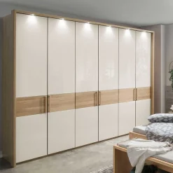 Wohnen Kleiderschränke|Schränke<6-türiger Schlafraum Kleiderschrank in Glas Beige - Emdsiva I