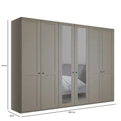 Wohnen Kleiderschränke|Schränke<6-türiger Schlafzimmer Kleiderschrank in Hellgrau - Ridonna