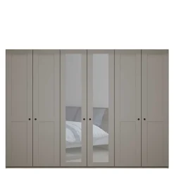 Wohnen Kleiderschränke|Schränke<6-türiger Schlafzimmer Kleiderschrank in Hellgrau - Ridonna