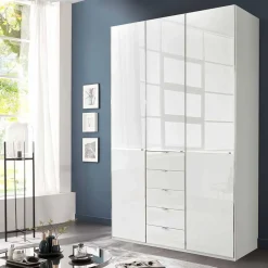 Wohnen Kleiderschränke|Schränke<3-türiger Schlafzimmerschrank in Weiß Glasfront - Rocca