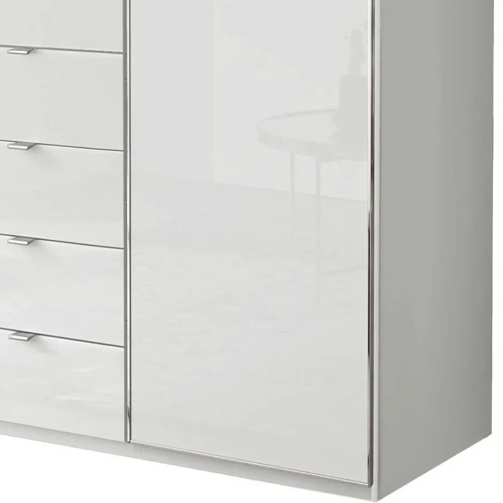Wohnen Kleiderschränke|Schränke<3-türiger Schlafzimmerschrank in Weiß Glasfront - Rocca