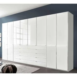 Wohnen Kleiderschränke<8-türiger Schlafzimmerschrank in Weiß Glasfront - Rocca