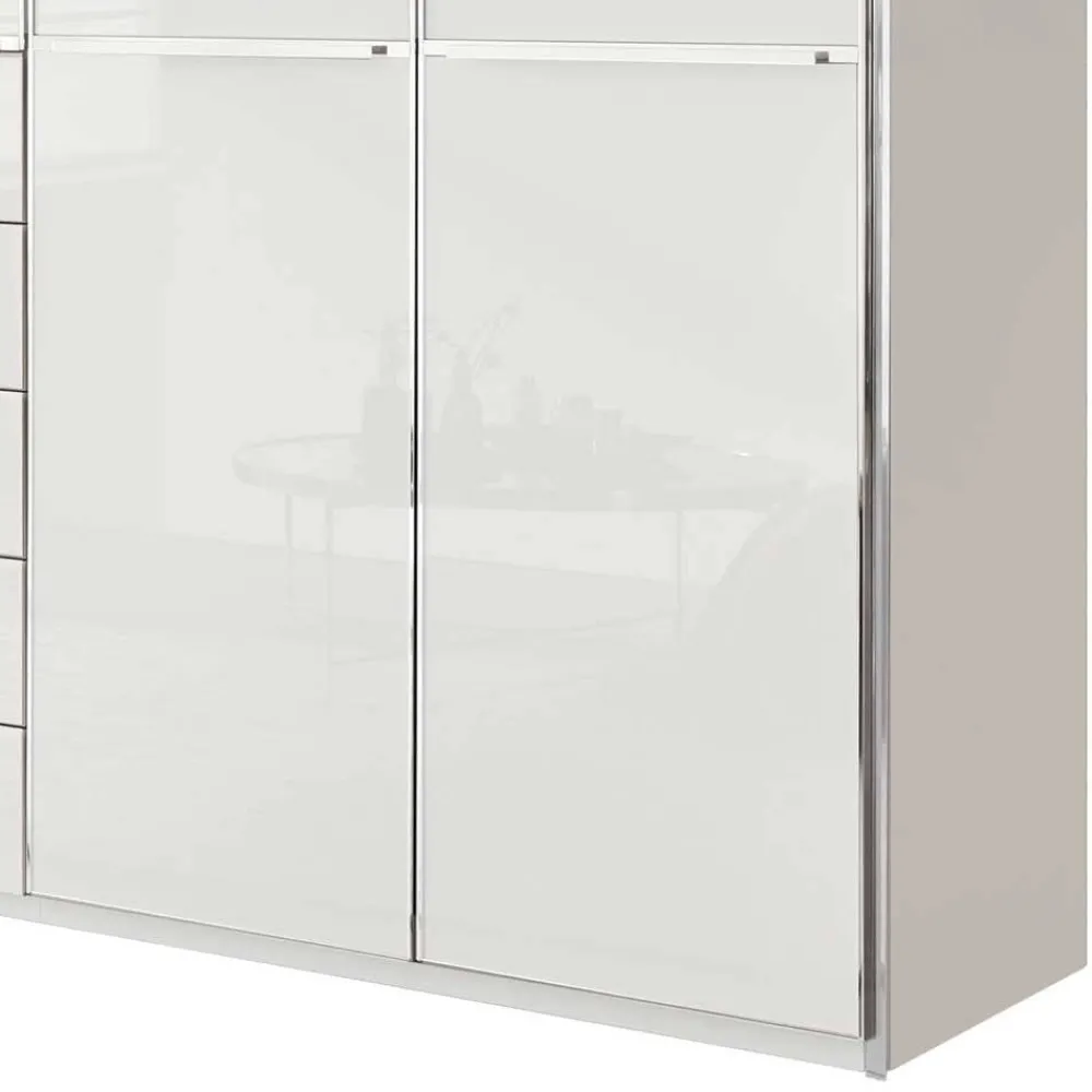 Wohnen Kleiderschränke<6-türiger Schlafzimmerschrank in Weiß Glasfront - Rocca