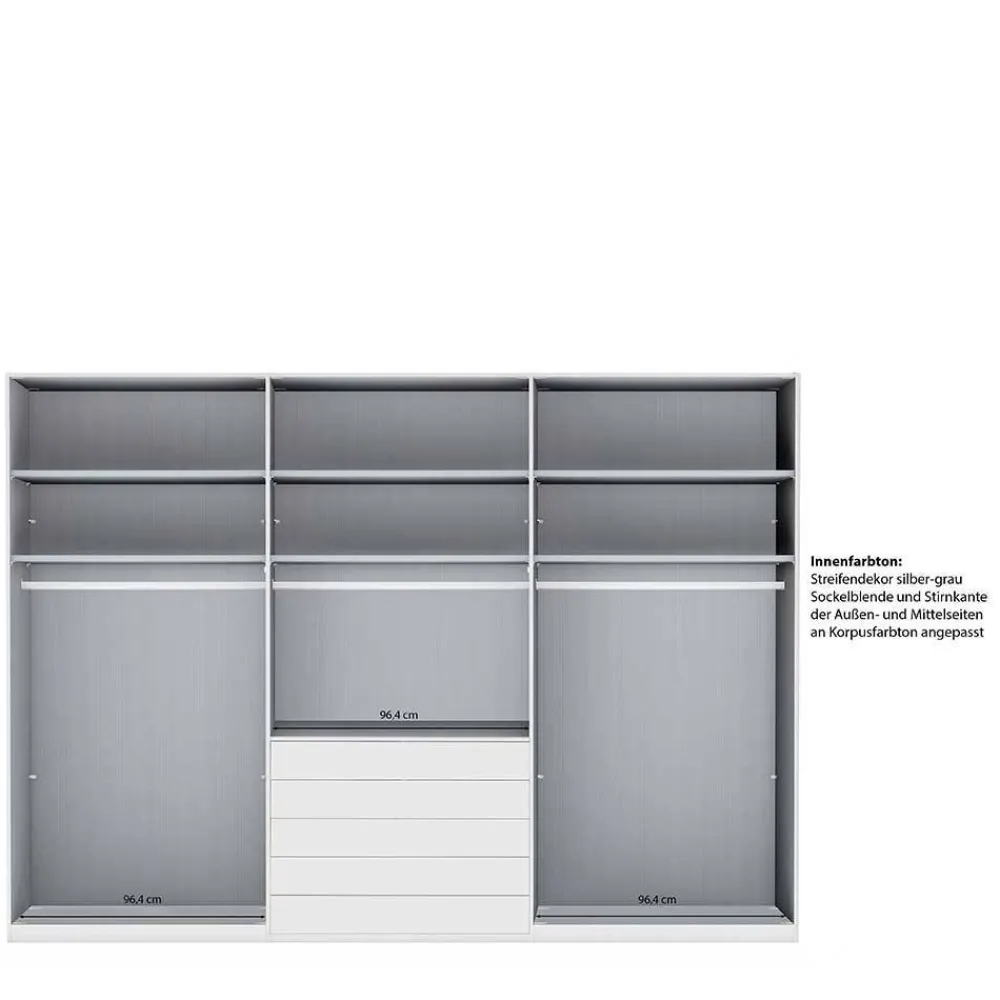 Wohnen Kleiderschränke<6-türiger Schlafzimmerschrank in Weiß Glasfront - Rocca