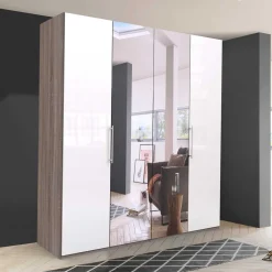 Wohnen Kleiderschränke|Schränke<2-türiger Schlafzimmerschrank mit Spiegel - Empresian