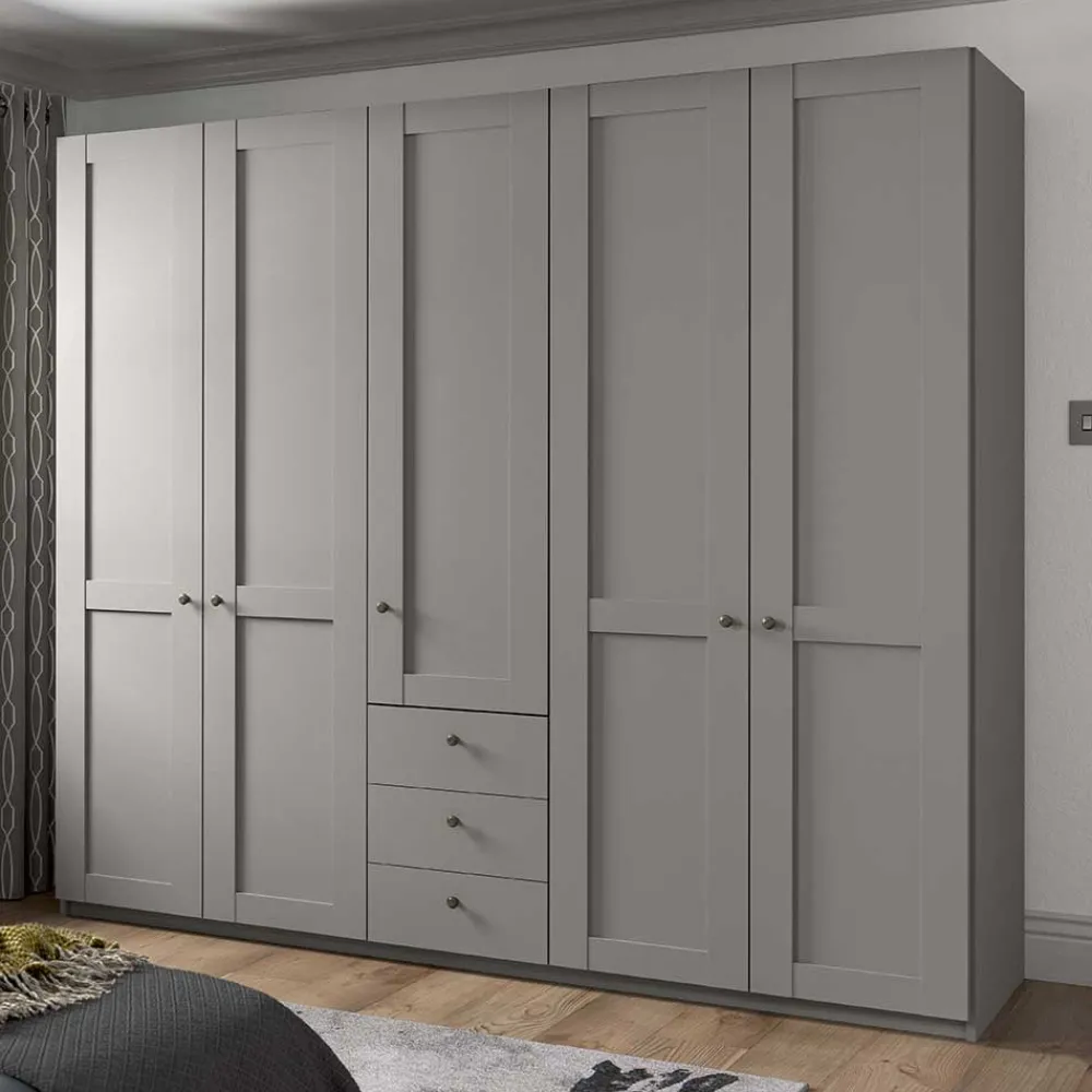 Wohnen Kleiderschränke|Schränke<5-türiger Schlafzimmer-Schrank in Hellgrau - Ridonna