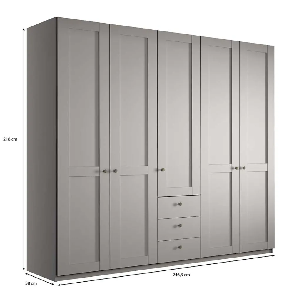 Wohnen Kleiderschränke|Schränke<5-türiger Schlafzimmer-Schrank in Hellgrau - Ridonna