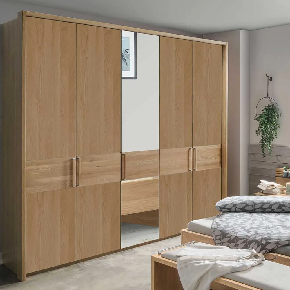 Wohnen Kleiderschränke|Schränke<5-türiger Schlafzimmerschrank in Eiche - Emdsiva
