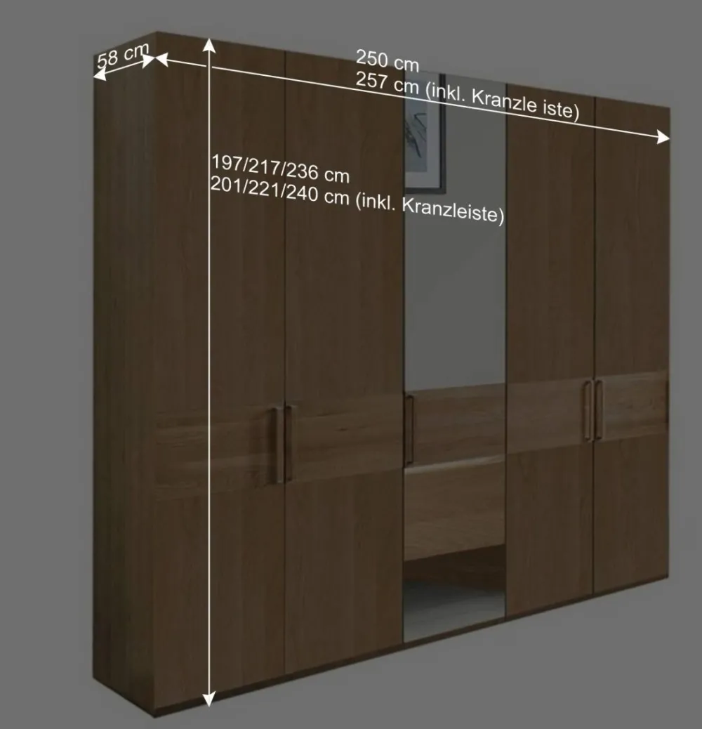 Wohnen Kleiderschränke|Schränke<5-türiger Schlafzimmerschrank in Eiche - Emdsiva