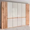 Wohnen Kleiderschränke|Schränke<6-türiger Schlafzimmerschrank in Kernbuche & Beige - Krofun
