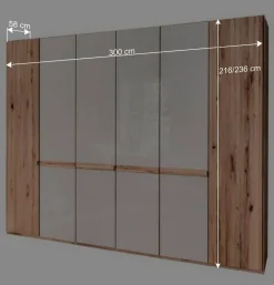 Wohnen Kleiderschränke|Schränke<6-türiger Schlafzimmerschrank in Kernbuche & Beige - Krofun