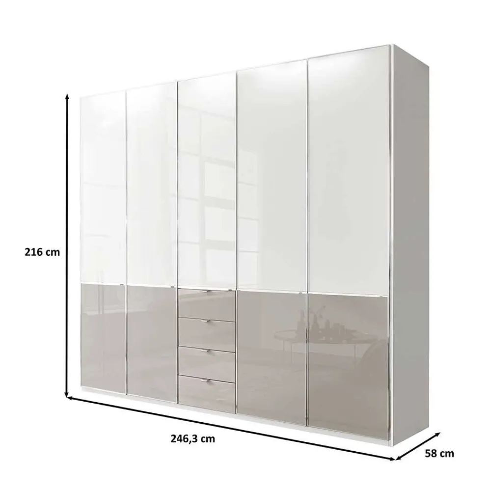 Wohnen Kleiderschränke<5-türiger Schlafzimmer-Schrank 247 cm breit - Pascan