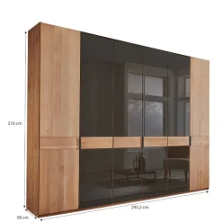 Wohnen Kleiderschränke|Schränke<6-türiger Schlafzimmerschrank mit Glas - Hung