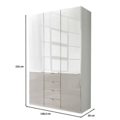Wohnen Kleiderschränke|Schränke<3-türiger Schlafzimmerschrank mit vier Schubladen - Pascan