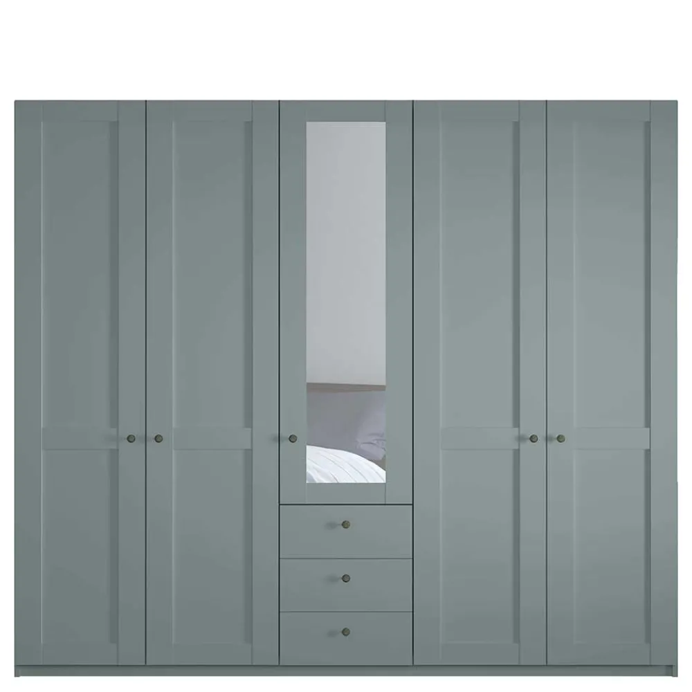 Wohnen Kleiderschränke<5-türiger Schlafzimmerschrank in Graugrün - Rajavo