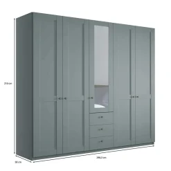 Wohnen Kleiderschränke<5-türiger Schlafzimmerschrank in Graugrün - Rajavo