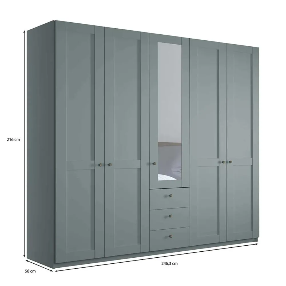 Wohnen Kleiderschränke<5-türiger Schlafzimmerschrank in Graugrün - Rajavo