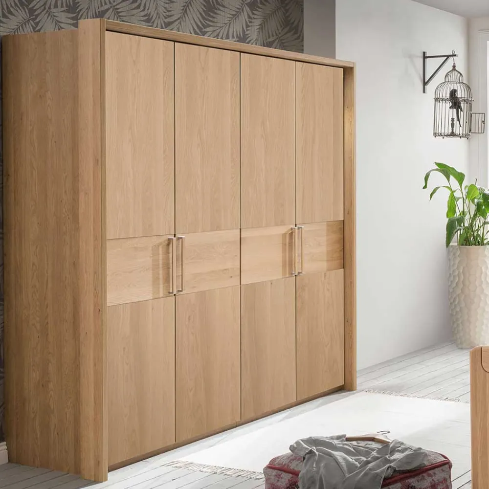 Wohnen Kleiderschränke<4-türiger Schrank fürs Schlafzimmer in Eichefarben - Emdsiva