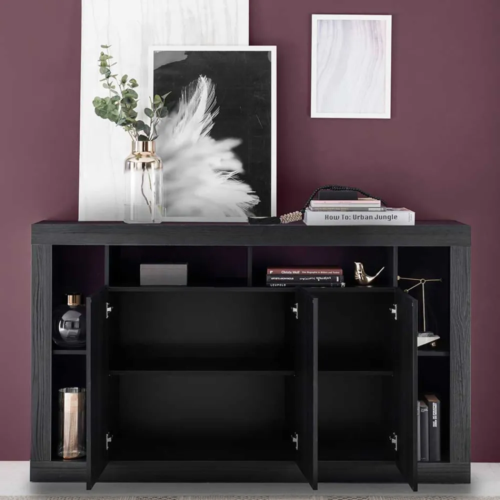 Wohnen Sideboards<3-türiger Schrank mit 6 offenen Fächern - Bihar