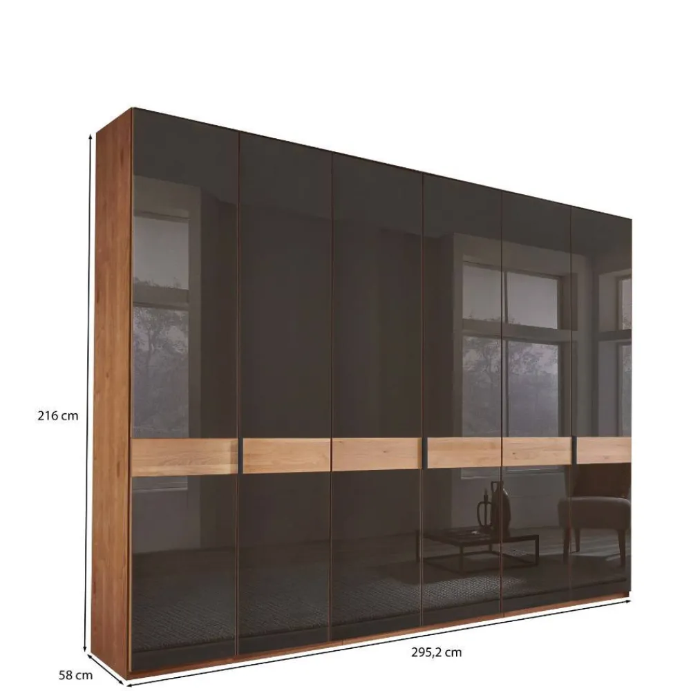 Wohnen Kleiderschränke|Schränke<6-türiger Schrank mit Glas Dunkelbraun - Hung