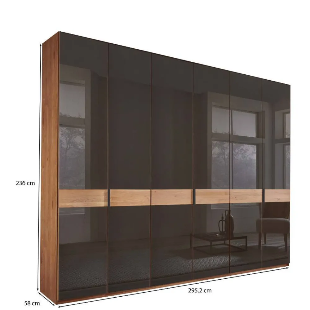 Wohnen Kleiderschränke|Schränke<6-türiger Schrank mit Glas Dunkelbraun - Hung