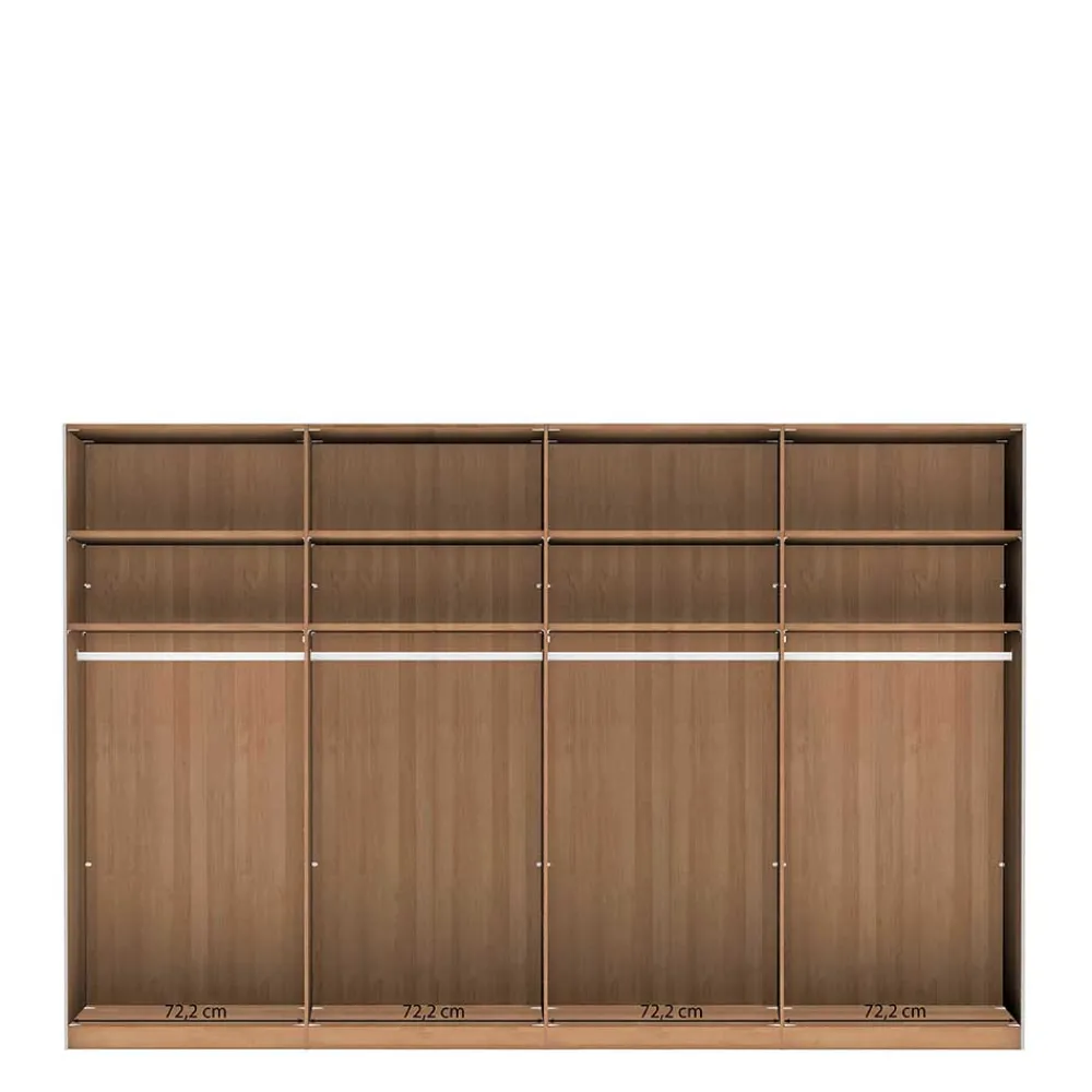 Wohnen Kleiderschränke|Schränke<4-türiger Schwebetürenschrank in Eiche Bianco - Brownie