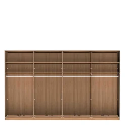 Wohnen Kleiderschränke|Schränke<4-türiger Schwebetürenschrank in Eiche Bianco - Brownie