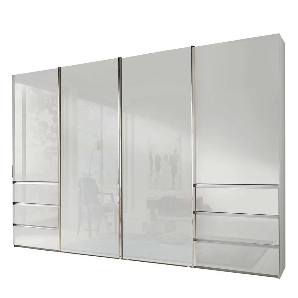 Wohnen Schränke<4-türiger Schwebetürenschrank in Weiß - Highlamp