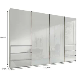 Wohnen Schränke<4-türiger Schwebetürenschrank in Weiß - Highlamp