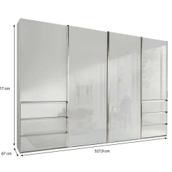 Wohnen Schränke<4-türiger Schwebetürenschrank in Weiß - Highlamp