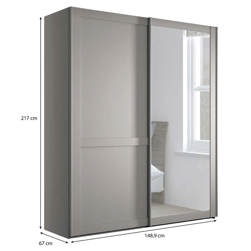 Wohnen Kleiderschränke|Schränke<2-türiger Schwebetüren-Schrank mit Spiegel - Ridonna