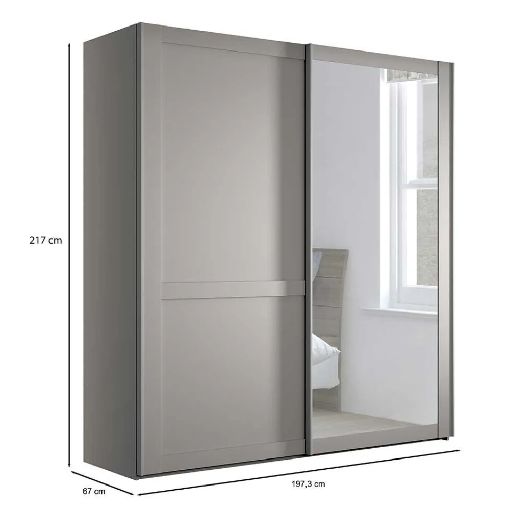 Wohnen Kleiderschränke|Schränke<2-türiger Schwebetüren-Schrank mit Spiegel - Ridonna