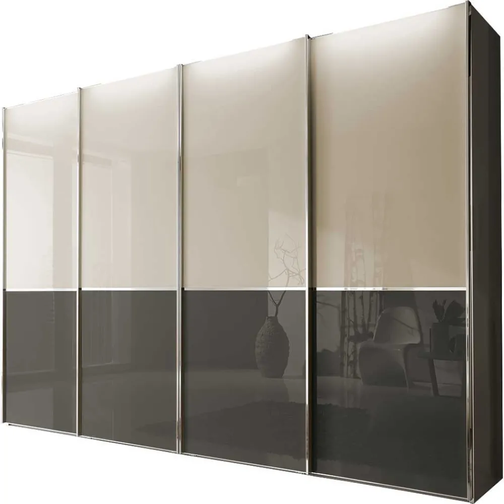Wohnen Kleiderschränke|Schränke<4-türiger Schwebetüren-Schrank mit Glas Front - Scolari