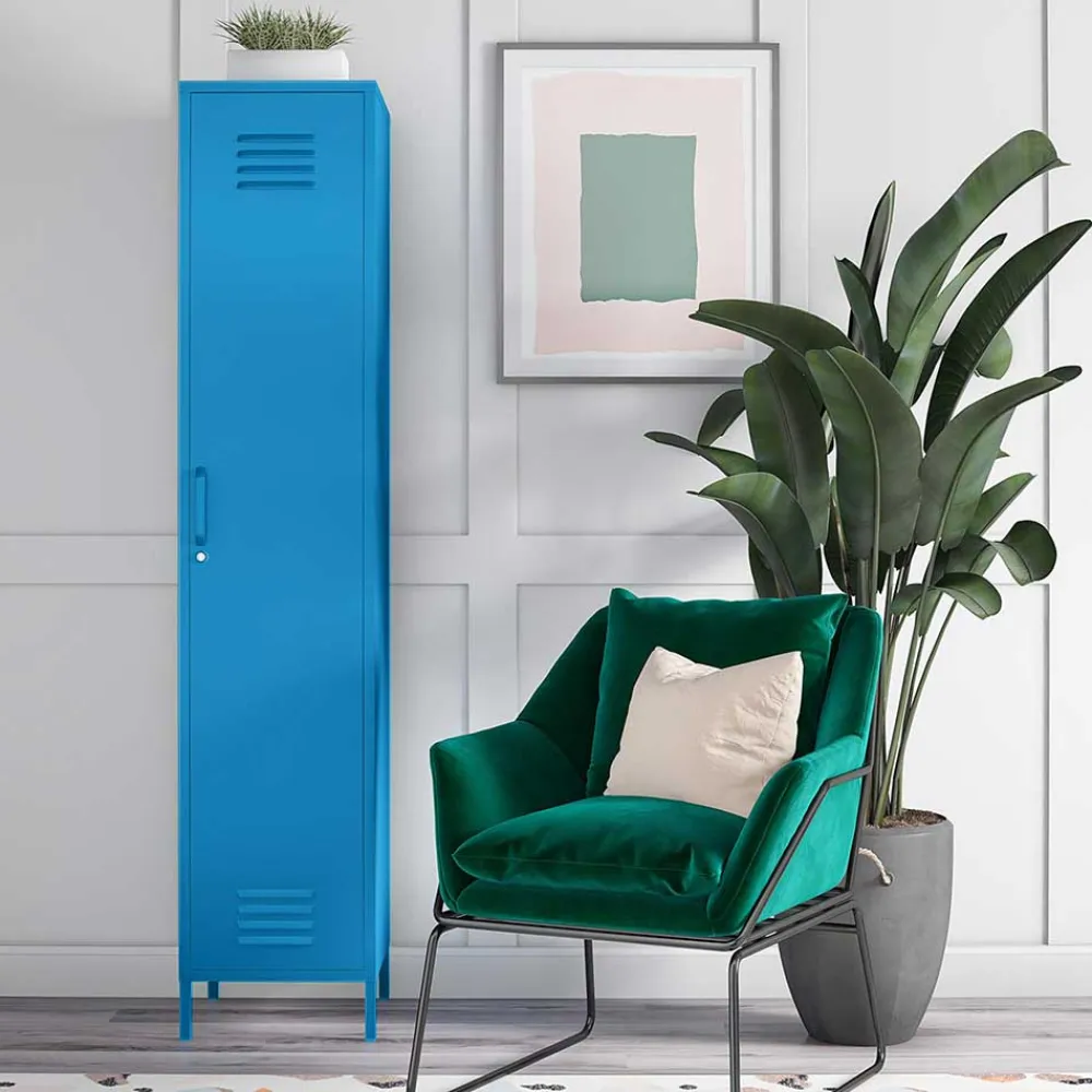 Wohnen Vitrinen<1-türiger Spindschrank in Blau - Datinel