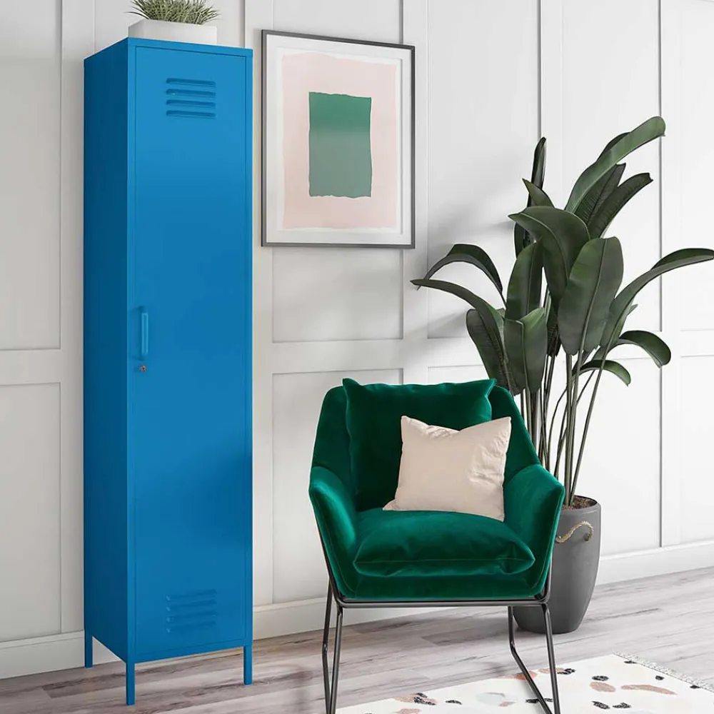 Wohnen Vitrinen<1-türiger Spindschrank in Blau - Datinel