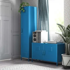 Wohnen Vitrinen<1-türiger Spindschrank in Blau - Datinel