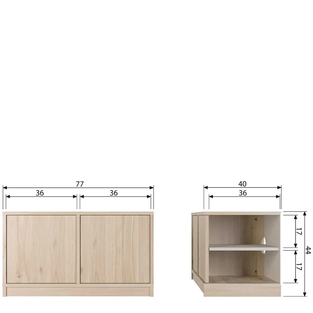 Wohnen Tv & Hifi-Möbel|Lowboards<2-türiger Unterschrank für TV in Eiche - Ewana