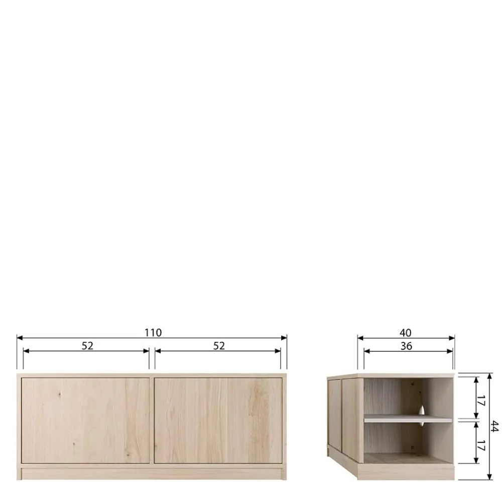 Wohnen Tv & Hifi-Möbel|Lowboards<2-türiger Unterschrank für TV in Eiche - Ewana