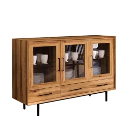 Wohnen Sideboards|Vitrinen<3-türiger Vitrinenschrank mit drei Schubladen - Kerfa