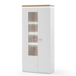 Wohnen Vitrinen<2-türiger Wohnzimmer Schrank mit Glaseinsatz & LED - Caldri