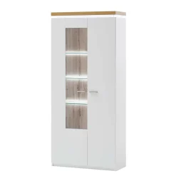Wohnen Vitrinen<2-türiger Wohnzimmer Schrank mit Glaseinsatz & LED - Caldri