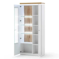 Wohnen Vitrinen<2-türiger Wohnzimmer Schrank mit Glaseinsatz & LED - Caldri