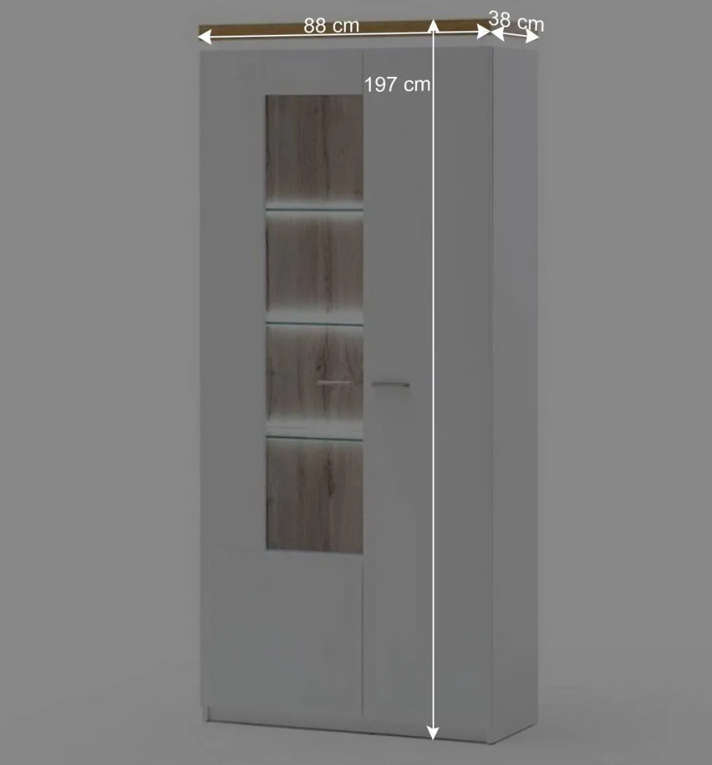 Wohnen Vitrinen<2-türiger Wohnzimmer Schrank mit Glaseinsatz & LED - Caldri