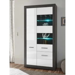 Wohnen Vitrinen|Schränke<3-türiger Wohnzimmer Schrank mit Glas - Istensa